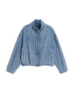 Blue Bubble Hem Denim Jacket