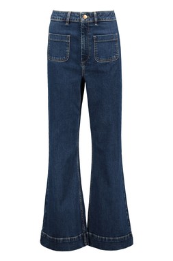 Blue Indigo Patch Pocket Relaxed Flare Jean
