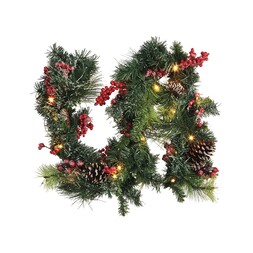 Large Lights Garland with Cones and Berry