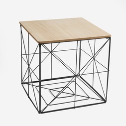 OHS Large Folded Cube Storage Basket Side Table - Light Wood-£18
