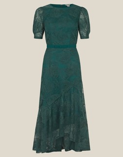 Megan Rose Lace Midi Dress Green
