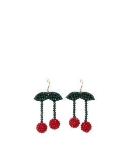 Beaded Cherry Drop Earrings